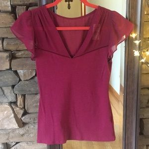 Express Burgundy sheer sleeves blouse